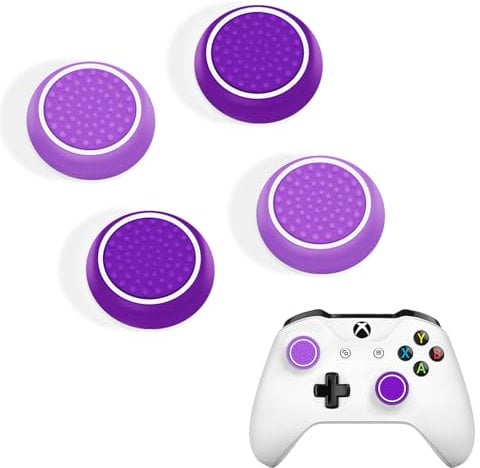 DLseego Thumb Stick Caps for PS4 PS5 Xbox Controller, Silicone 4PCS Thumbstick Grips Dots Studded Design Joystick Controller Thumb Grip Cap Covers, Purple