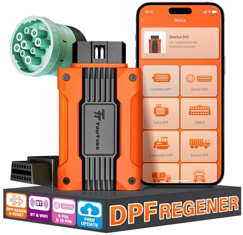 TopTekk Emergency DPF Regener Tools, DPF Regeneration and Reset Device for Heavy Duty Trucks, DPF Regeneration Scanner – Engine Compatible with Cummins, Volvo, Caterpillar, Paccar and More Engines