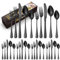 BILLION DUO Besteck Set 6 Personen, Edelstahl Besteckset Schwarz 30 STK, Essbesteck Set mit Messer Gabel Löffel, Hochwertiges Edelstahlbesteck, Spülmaschinenfest, für Haus, Party, Restaurant