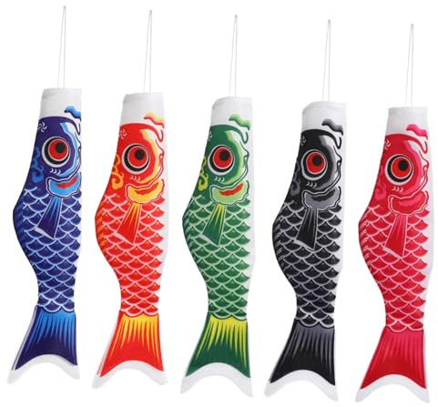 Gogogmee 10 Sets Japanische Karpfenfahnen Windstreamer Mehrfarbig Segelfisch Einfach Zu Dekorieren Für Den Außenbereich 5 Stück X 10