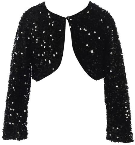 BluNight Mädchen Langarm Pailletten Blumenmädchen Cardigan Shrug Bolero Kleid Mantel