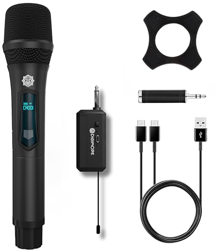 DIGIMORE UHF Wireless Singing Microphone, 8 Hour Battery, 160ft Range, Type-C Charging, Wireless Microphone for Home Party, Outdoor Party, Singing, Classroom (D-340 Black)