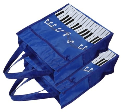 Vaguelly 2pcs Music Note Handbag for Women Girls Portable Tote Bag Piano Key Pattern for School Music Books Storage