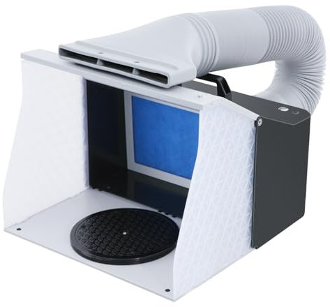 Cabina de Pintura Aerógrafo 5,2m³/min con 4 Iluminación LED, Giratorio, Adaptador, 5.6FT Manguera telescópica,para Adecuado para bricolaje pintura decoración de pasteles