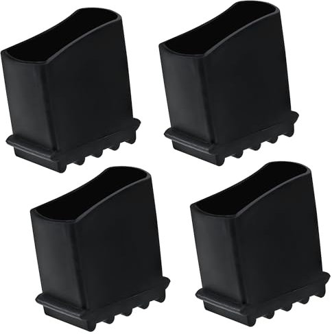 Lot de 4 pieds d'échelle en bois - 50 x 22 mm - Pieds en caoutchouc - Pour échelle, pieds d'échelle, pieds de rechange pour échelle, travail à domicile, échelle pliante - Accessoires (noir)