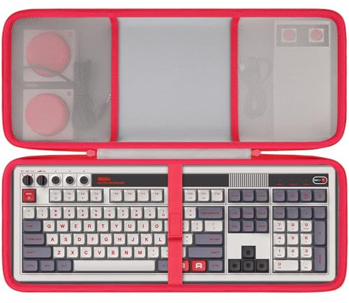 co2CREA Hart Tragbare Schutzhülle Etui Tasche für 8Bitdo Retro108 Mechanical Keyboard,Hot Swappable Wireless Gaming Keyboard Tasche kompatibel Dual Super Programmable Buttons,Nur Tasche