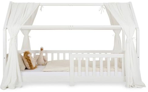 IDIMEX Hausbett Himmel NENA im 2er Set in weiß - Betthimmel aus 100% Baumwolle, Baldachin Musselin zweilagig, Bettvorhang für Hausbetten, Hausbett Deko