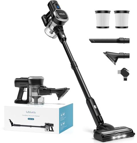 Lubluelu GX-202-BK-NEW, Aspirapolvere Senza Fili Senza Fili per peli di Animali, Tappeto, Pavimento Duro, Nero