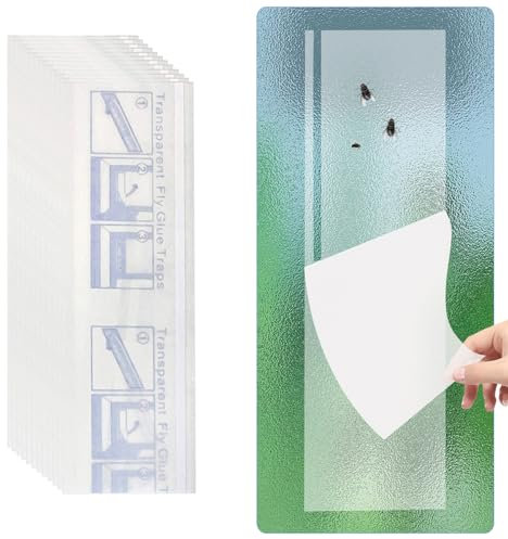 FANXIYA 50 Stück Effektive Fliegenfalle für Fenster, Fliegenfänger gegen Insekten, Giftfreie Fliegen Klebefalle (Transparent 50)