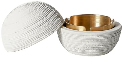 Cutfouwe Beton-Edelstahl Tischmülleimer Mit Deckel – Outdoor-Mülleimer Für Garten & Balkon,Weiß,10cm