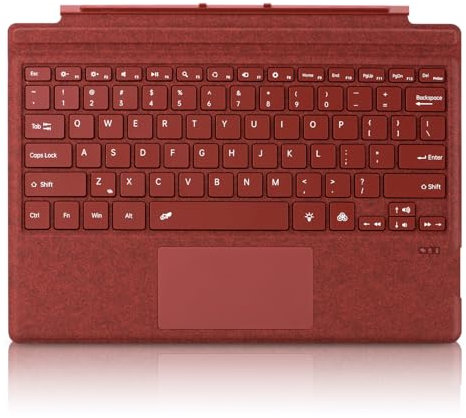 Seagtigau QWERTY Layout Tastiera per Microsoft Surface Pro 7+-Pro 7-Pro 6-Pro 5-Pro 4-Pro 3, 12,3 pollici, Bluetooch Type Cover con trackpad Multi-Touch, Retroilluminazione, Ultra Silm (Rosso Papavero