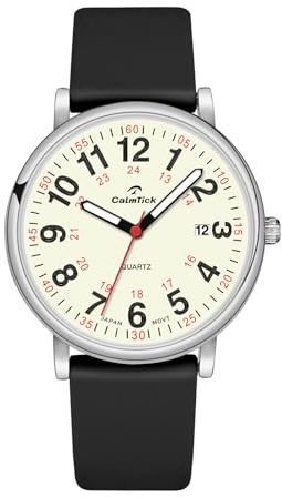 Krankenschwester-Leuchtuhr | Metallgehäuse, Silikonarmband | starke Leuchtzeiger | Datumsanzeige | Medizinische Arbeiter-Armbanduhr | 30 ATM wasserdicht und langlebig | 12 Stile erhältlich