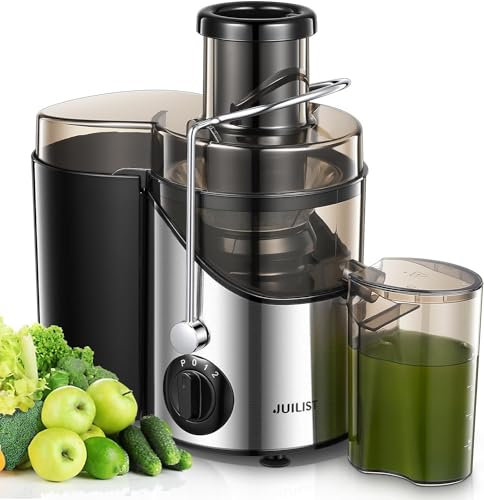 Centrifugal Juicer, Whole Fruit and Vegetable Juice Extractor Machine, 400W Power, Large 3” Feed Chute, 3 Speed Control, Includes Cleaning Brush and Recipes