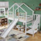 Seyakany Lit Mezzanine Enfant avec Toboggan et fenêtre,lit cabane Enfants 90x200 avec escalier et barrières,Cadre de lit superposé Enfant en Bois Massif,Blanc