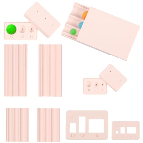 Zhjiutak 2 Pcs Clay Bead Roller with 2 Clay Bead Hole Maker and 2 Measuring Tool for Uniform Earring Pendants and Craft Projects