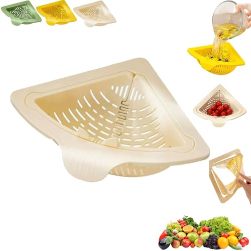 Magnetischer Abflussfilterkorb, Magnetischer Waschbecken Abflusskorb,Spülbecken-Eck-Gestell Mit Ablaufsieb,Abfall Und Essensreste Sieb Für Über Der Spüle (white,ONE SIZE)