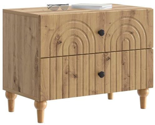vidaXL Nachttisch Artisan-Eiche 62 x 34,5 x 48 cm Holzwerkstoff, Moderner Wohnbereich, praktische Schlafzimmeraufbewahrung, platzsparender Nachttisch, gestreifter Schrank, rechteckiger Tisch