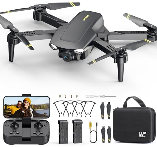WeFone WF11 Foldable Drone With 1080P Camera for Beginners, Under 100g | Quadcopter with Voice and Gesture Control, Tap Fly, Gravity Sensor, 360°Flips, 2 Batteries and Carry Case, Easy to Fly