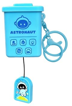 Trash Can Fidget Keychain–Retractable Bin Charm for Adults Stress Relief, Fun Accessory for Office Travel Daily Use (Blue)