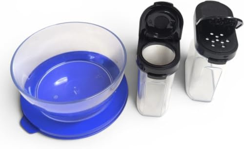 Tupperware Hitparade - Set da cucina in barattolo da 480 ml, blu trasparente + 2 saliera e pepiera da 250 ml, senza BPA, colore: blu trasparente