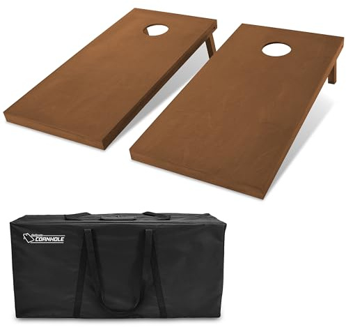 GoSports - Set da cornhole di dimensioni regolamentari in legno con finitura marrone, include custodia per il trasporto
