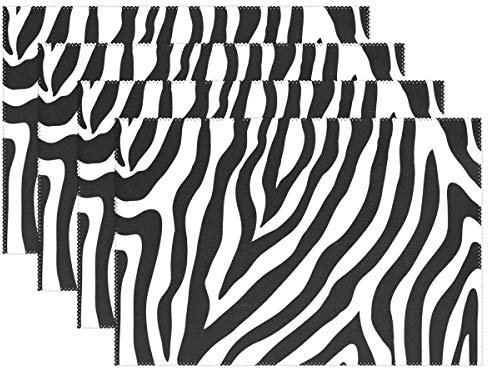 Place Mats Set of 6, Abstract Animal Zebra Print Placemat Washable Heat and Stain Resistant Table Mat Kitchen Dining Table Decoration