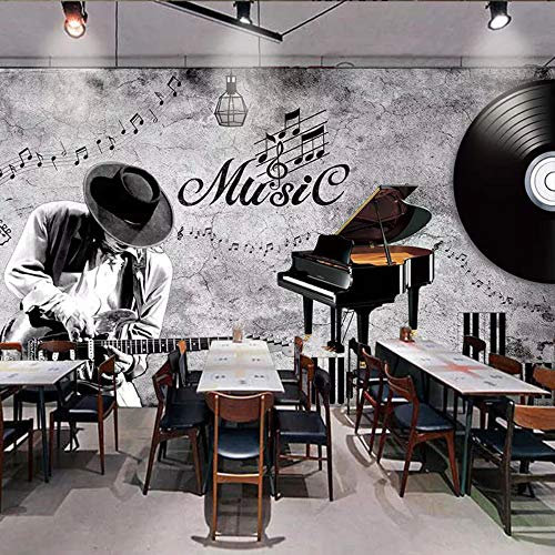 Fototapete Vlies Tapete Kundengebundene Gekritzel-Hip Hop-Musik-Hintergrund-Wand 3D Persönlichkeit Musik-Tanzsaal-Turnhallen-Tapeten-Trend-Thema-Tapete, 200 * 140