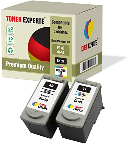 PG-40 CL-41 Kompatible Druckerpatronen 2er Pack (Schwarz + Farbe), Wiederaufbereitet, Hohe Reichweite, Ersatz für PG40 CL41, passend für Canon Pixma iP2600 MP140 MP190 MP210 MP220 MX300 MX310