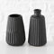 mucplants 2er Set Vase aus Porzellan 15cm und 17cm matt Blumenvase Dekovase (Schwarz)