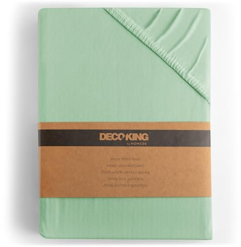 DecoKing Drap-Housse 80x200-90x200 cm 100% Coton Peigné Jersey Doux Drap Housse 80x200cm - 90x200cm Menthe Amber