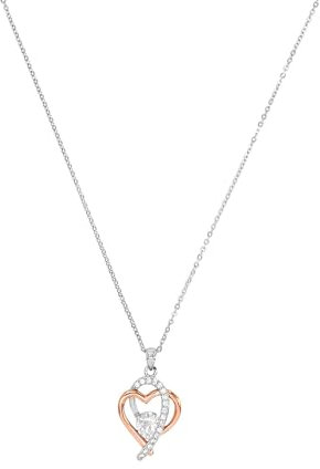 Amor Kette mit Anhänger 925 Sterling Silber Damen Halsschmuck, mit Zirkonia synth., 45 cm, Bicolor, Herz, Kommt in Schmuck Geschenk Box, 9291779
