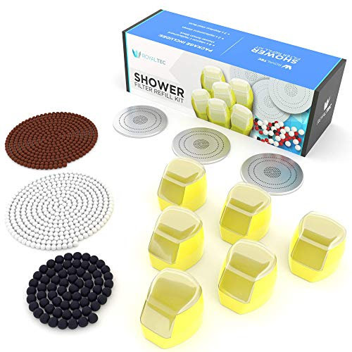 Vitamin C Filtered Shower Head Refill Pack – Softens Hard Water – Fluoride & Chlorine Filter – Boosts Pressure, Saves Water – Includes 6 Vitamin C Blocks & Replacement Stones (Refill Pack)