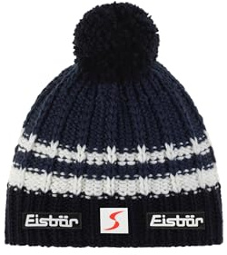 Eisbär Kova Skipool Bommelmütze Beanie Strickmütze Umschlagmütze Damen/Herren - Made in the EU mit Futter, Futter Winter Herbst-Winter