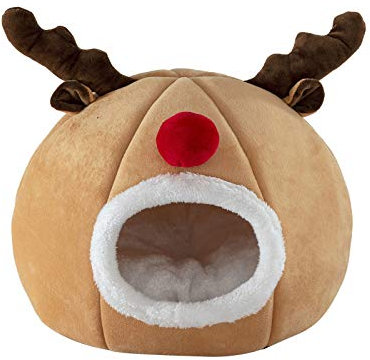 Fannyfuny Weihnachten Haustier Nest Entfernbar Katzen Haus Soft Hundehöhle Katzenhöhle Winter Warm Pet Nest Hundebett Katzenbett Haustier Schlafsack Indoor Portable Hund Zimmer Katzenhöhlen