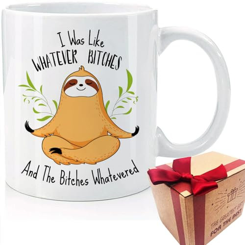 CHIEN-CHI LILI Novertly Faultier-Tasse, Geburtstagsgeschenk für Faultier-Liebhaber, Faultier-Geschenk für Frauen, Faultier-Tasse, Faultier-Themen-Geschenk für Freundin, Humor-Faultier-Yoga-Tasse,