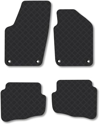 VW Fox (2006-2012) Rubber Car Mats Accessories Tailored Fit Compatible Accessory Waterproof Protection Non-Slip Floor Mats Full Coverage Durable Front Rear Set Coverage with Clips