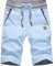 HCSS Kurze Hosen Herren Bermuda Shorts Herren Sommer Chino Shorts Baumwolle Gummizug mit Tunnelzug(Himmelblau-XL)
