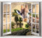 murando 3D WANDILLUSION Wandbild Tier Fototapete Poster XXL Fensterblick Vlies Leinwand Panorama Bilder Dekoration Giraffe Palmen Wüste Afrika 140x100 cm g-C-0395-c-a