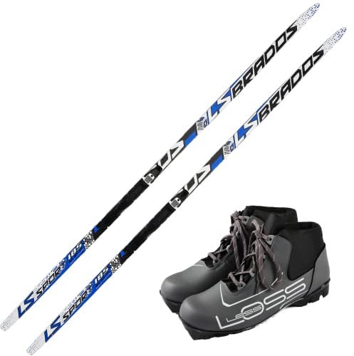Skiwax Europe Langlaufski-Set für Herren und Damen: Langlauf-Ski + NNN-Bindung + NNN-Schuhe - Länge: 180cm