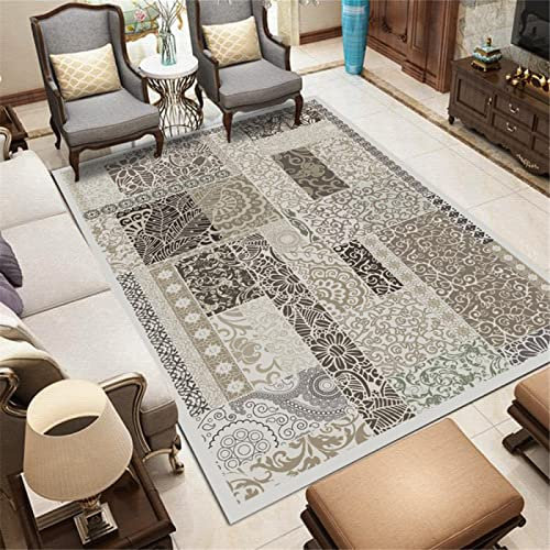 Teppich Gemustert Salon Auslegware Wohnzimmerteppich Küche Bodenmatte grau rechteckig schmutzig feuchtigkeitsbeständig deko terasse 200X300CM