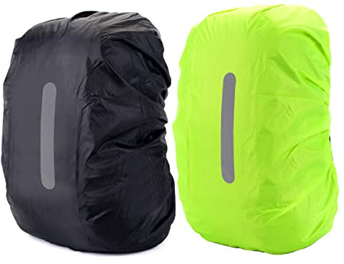 KAIAIWLUO wasserdichte Regenhülle Schulranzen,2 Stück Regenschutz für Rucksäcke mit Reflexstreifen Dasserdichte Rucksack Regenüberzug Ranzen für Outdoor Radfahren Camping Wandern