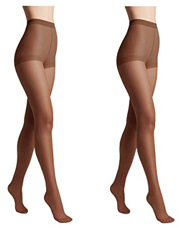 Conte elegant SOLO 40 DEN Lot de 2 Collants Semi-Mat pour Femmes Résistants - Collants Fins et Lisses avec Culotte Marquée - Mokka taille 2