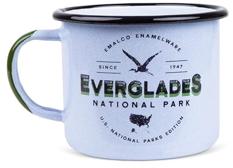 Mugsy Emaille Tasse, Everglades XL Design, 400ml, bruchfest & leicht, Retro Becher für Camping