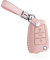 HIBEYO Coque de clé Pliante en Cuir pour clé de Voiture Skoda Golf 7 MK7 Seat Leon Skoda Superb avec Porte-clés Rose