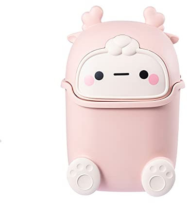 diyannuo Mini desk bin with lid,small Plastic trash can for kitchen bathroom office countertop,desktop Waterproof rubbish bin with 50 trash bags (Pink)