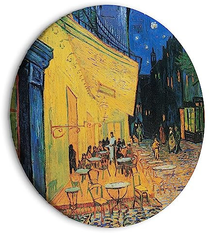 murando - runde Bilder Vincent van Gogh 60x60 cm Leinwandbild 1 tlg Kunstdruck modern Wandbilder XXL Wanddekoration Design Wand Bild Caféterrasse bei Nacht Architektur l-G-10029-bc-a