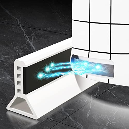 Adoture Barrière de douche pliable et système de rétention pour barrage d'eau et maintient l'eau à l'intérieur du seuil (Style magnétique-Blanc, 1 M)