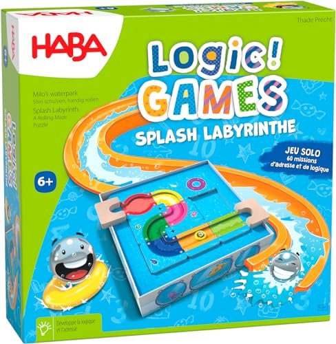 HABA - Logic! Games - Splash Labyrinth - Gesellschaftsspiele - Logikspiele - 60 Puzzles - 6 Jahre und mehr - 306824