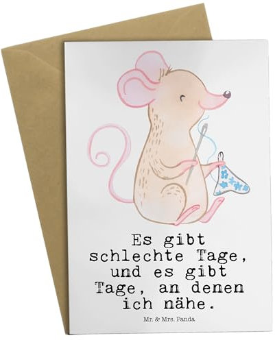 Mr. & Mrs. Panda Grußkarte Nähen - Geschenk, Ansichtskarten, Sport, Einladungskarte, Klappkarte, Glückwunschkarte, DIY, Sportart, Nähmaschine,