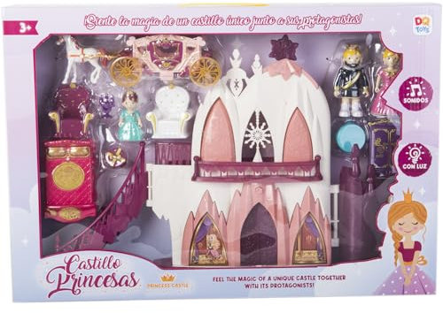 DQTOYS Castillo de Princesas Rosa con Luces y Sonidos